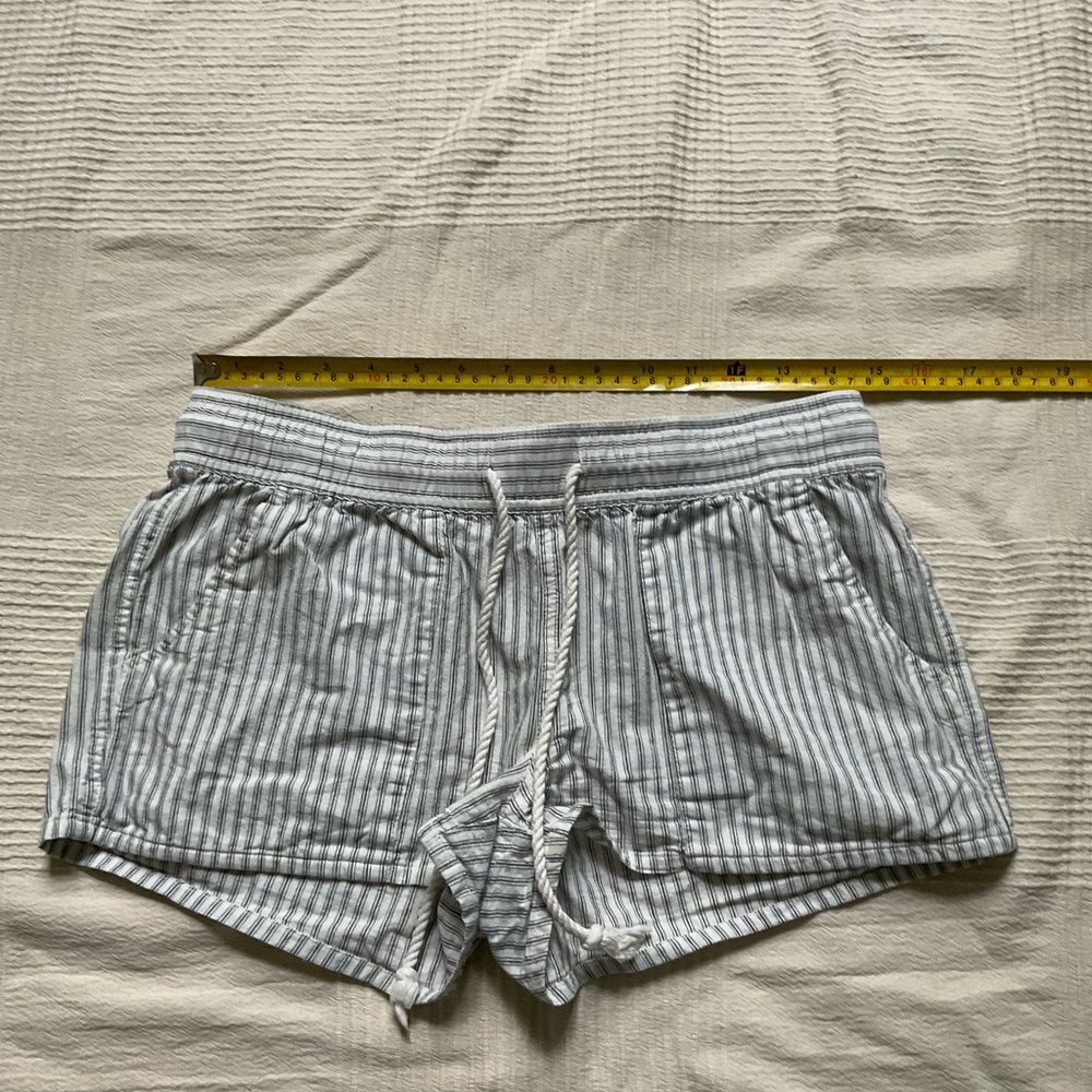 Cotton Striped Elastic Drawstring Shorts - Picture 3 of 5